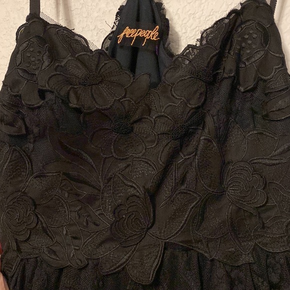 Free People Black Flower Embroidered Tiered Lace Tulle Open Back Maxi Dress - 2 - Picture 5 of 13